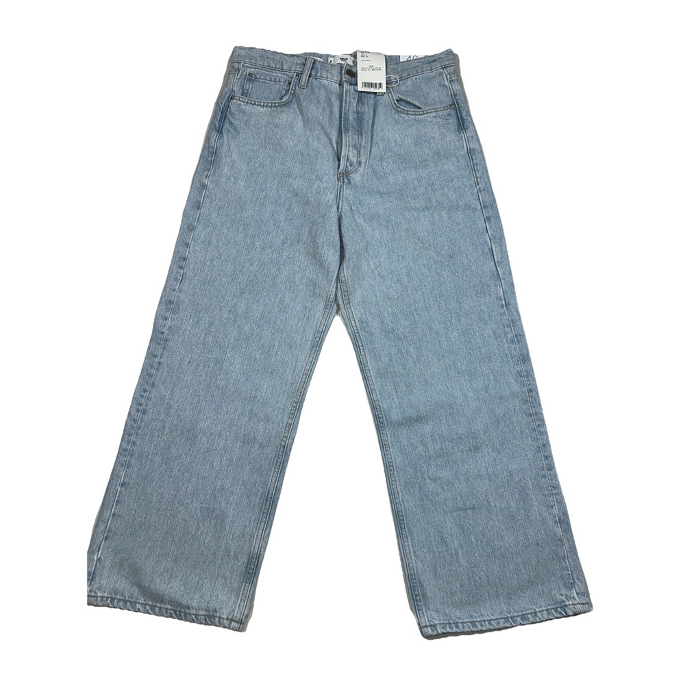 NWT MNG From Gabriela Wide Leg Cropped High Waist Women's 40 Jeans‎ Light Wash